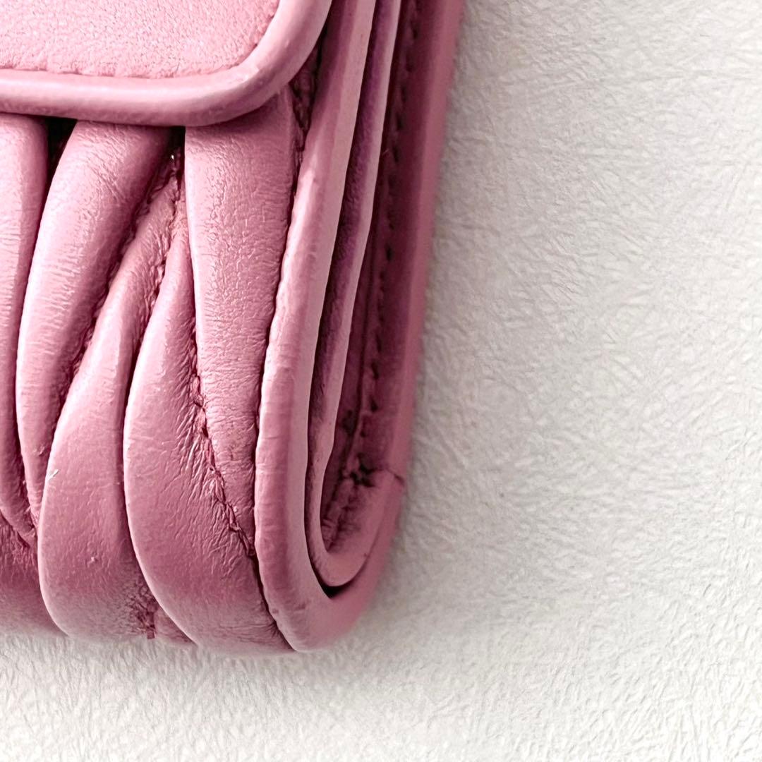 miu miu マテラッセ 三つ折り財布 ミニウォレット ピンク 0202-④