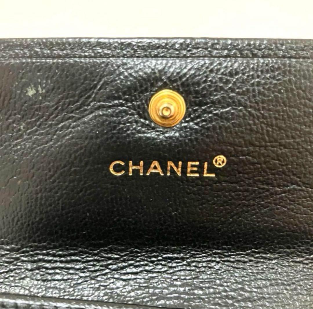 CHANEL シャネル 三つ折り財布 ココマーク ブラック