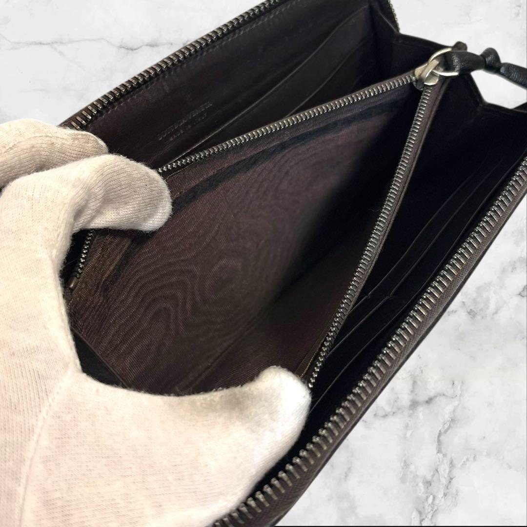 極美品✨ ボッテガヴェネタ イントレチャート　長財布 ラウンドファスナー　黒