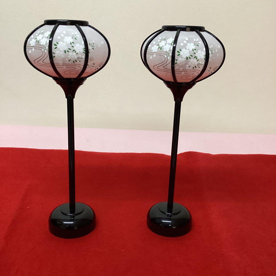 雛人形　親王　ぼんぼり　紅白梅　貝桶　中古品　親王台　毛せん付き