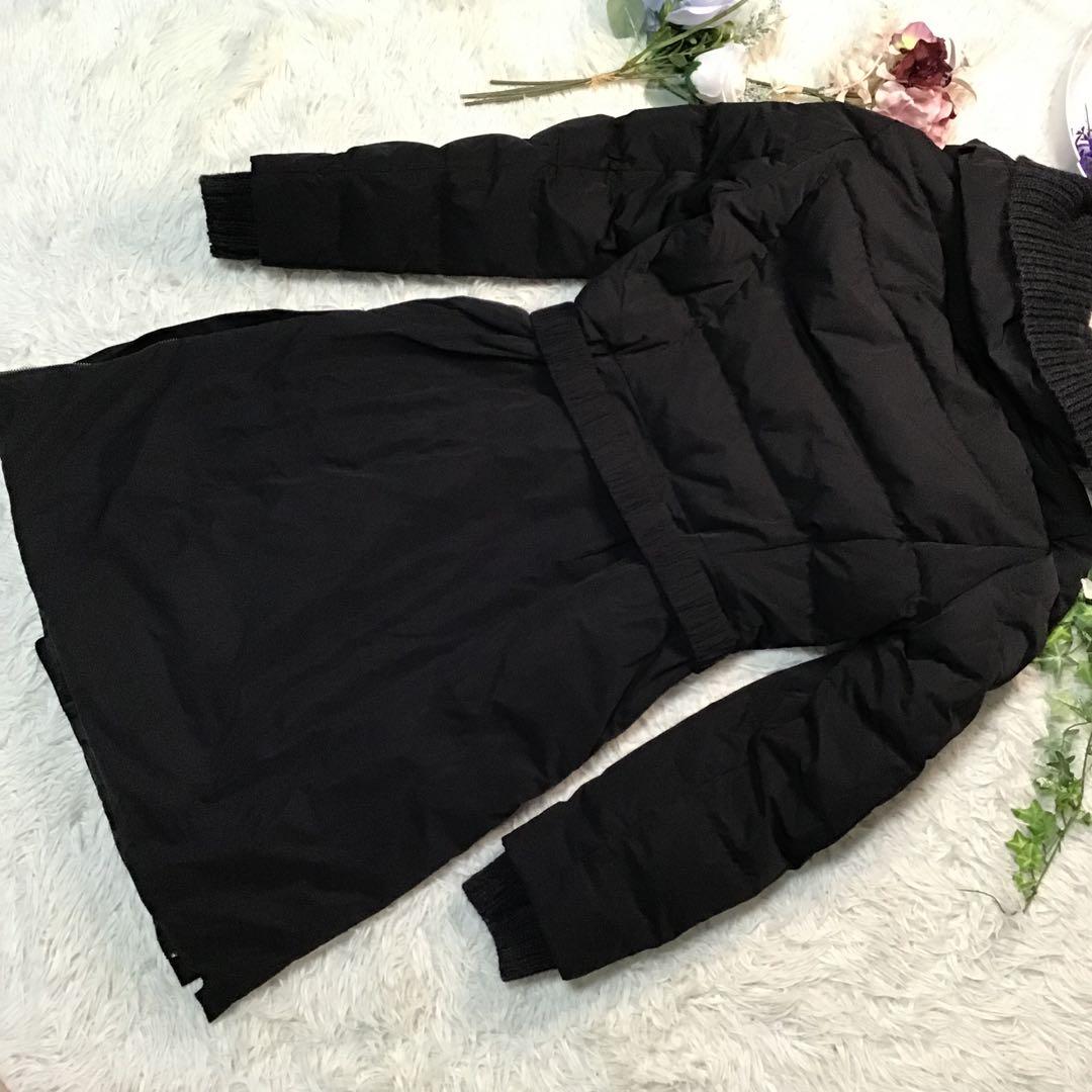 美品【Max&Co】 ダウンジャケット 黒 フード取り外し ベルト M～L相当