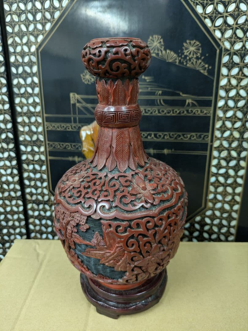 専用　骨董品　壺　堆朱