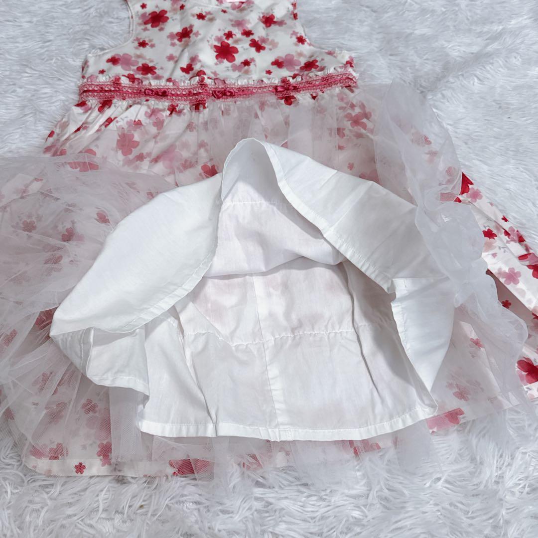 現行✨️MIKIHOUSE ミキハウス 花柄ワンピース チュール フレア 発表会