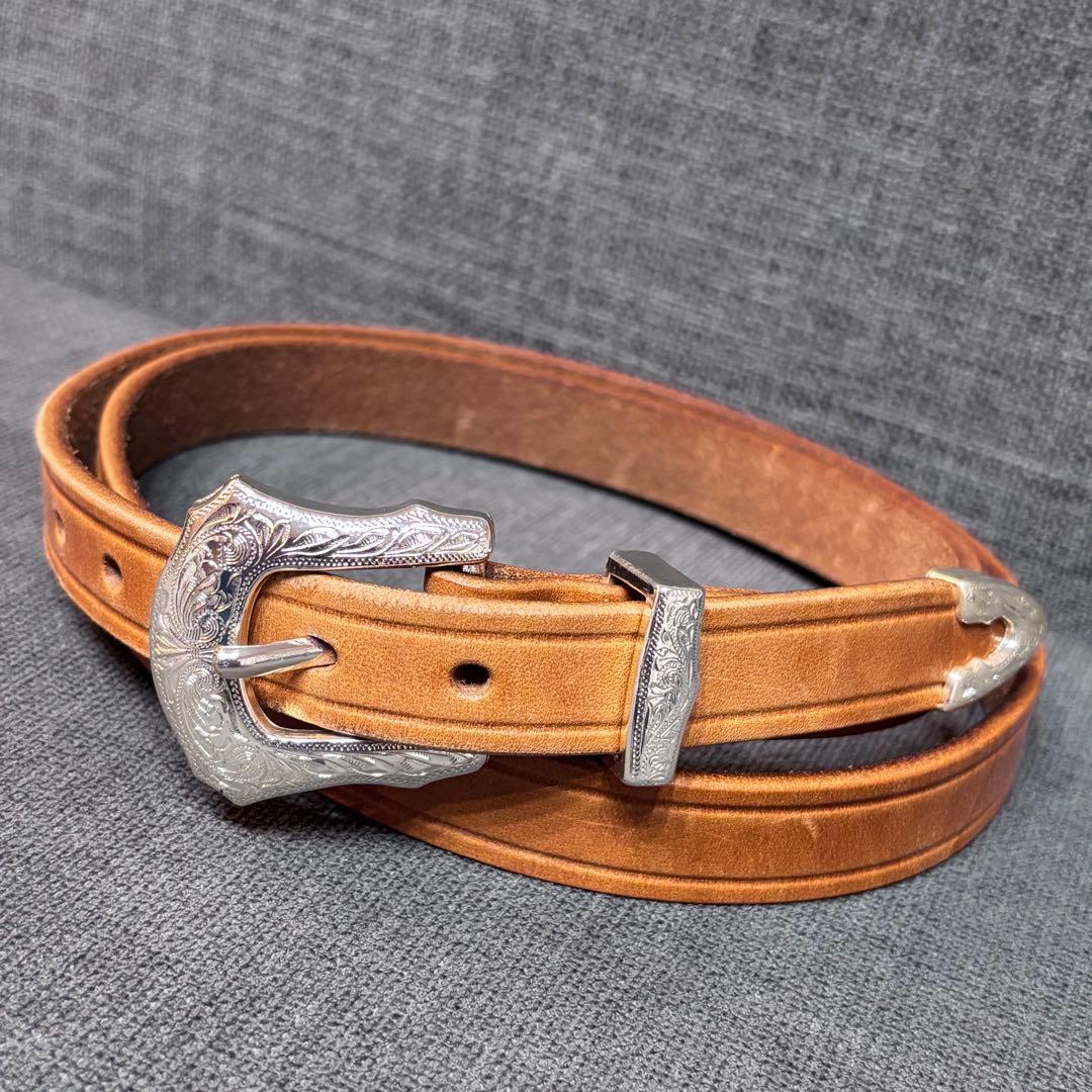 TORY LEATHER　USA製　ウエスタンレザーベルト　ナローベルト　W34