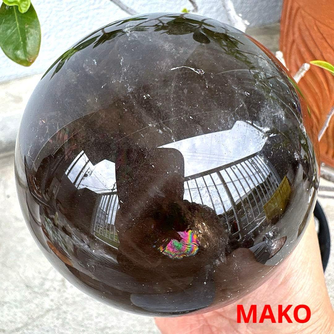 M1673☆スモーキークォーツ丸玉104mm☆天然石　原石☆N50112-B