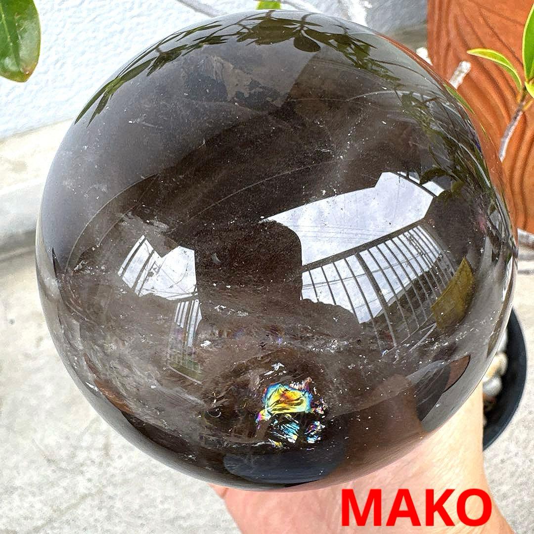 M1673☆スモーキークォーツ丸玉104mm☆天然石　原石☆N50112-B