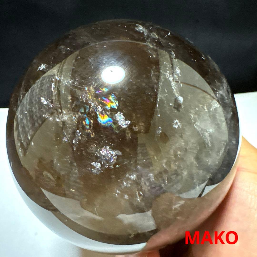 M1673☆スモーキークォーツ丸玉104mm☆天然石　原石☆N50112-B