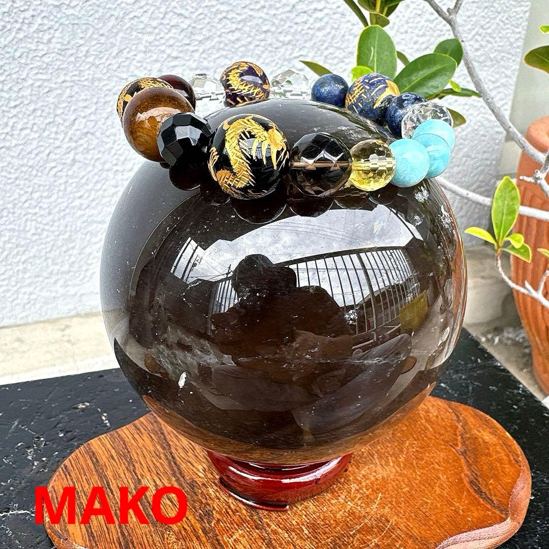 M1673☆スモーキークォーツ丸玉104mm☆天然石　原石☆N50112-B