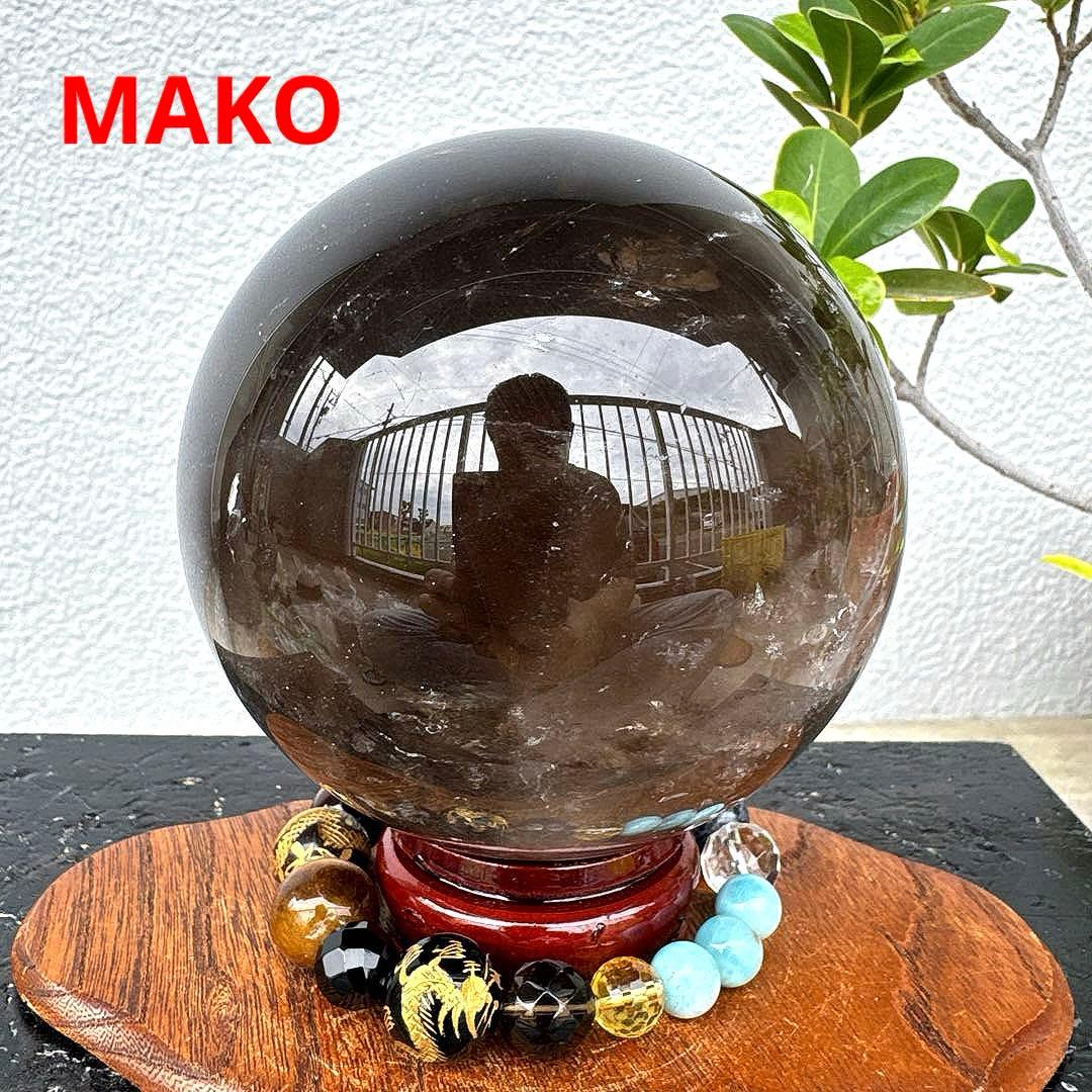 M1673☆スモーキークォーツ丸玉104mm☆天然石　原石☆N50112-B