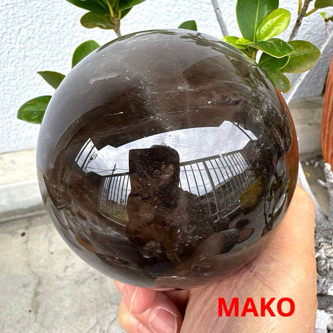 M1673☆スモーキークォーツ丸玉104mm☆天然石　原石☆N50112-B