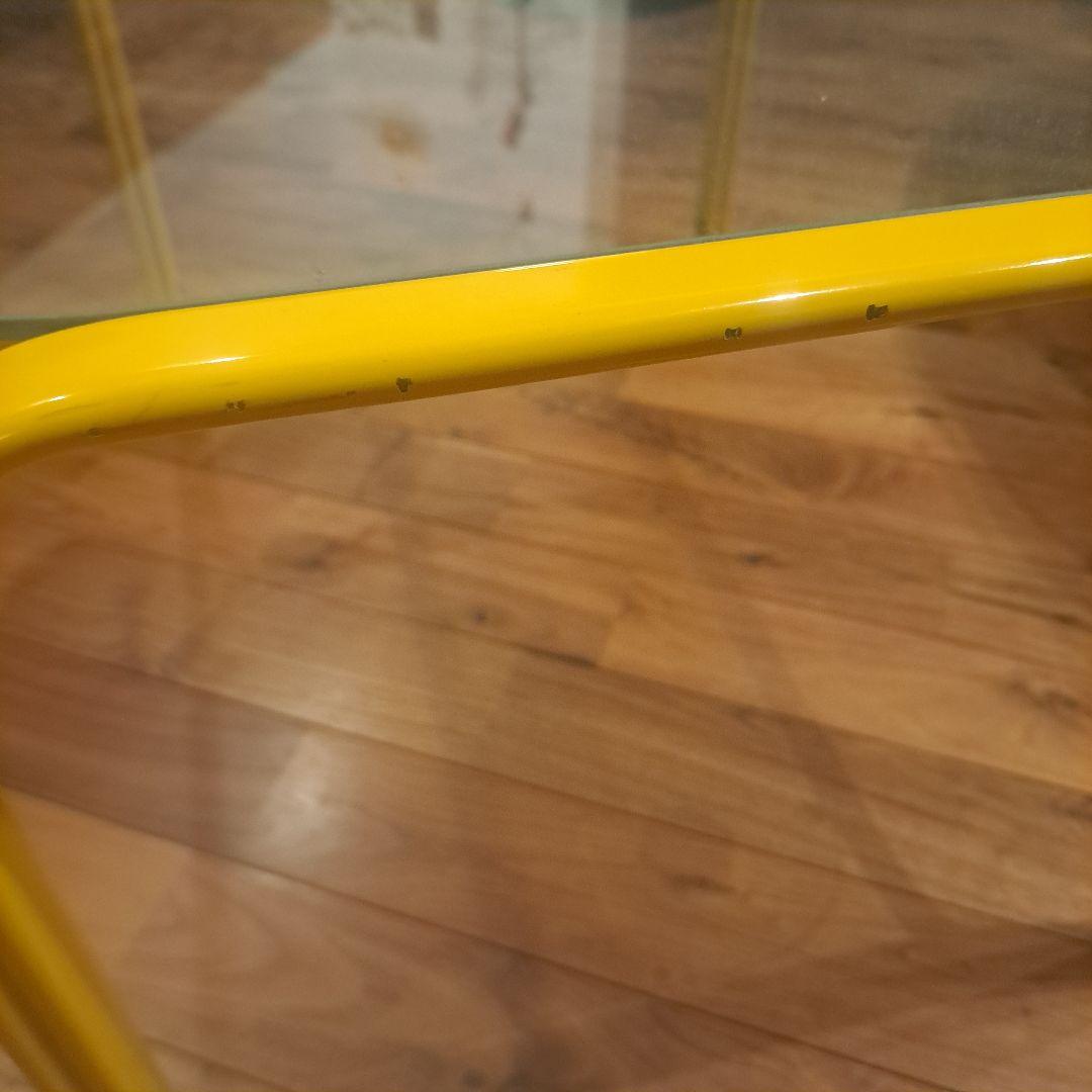 アイアンフレーム ローテーブル ガラストップ レトロポップ ポストモダン