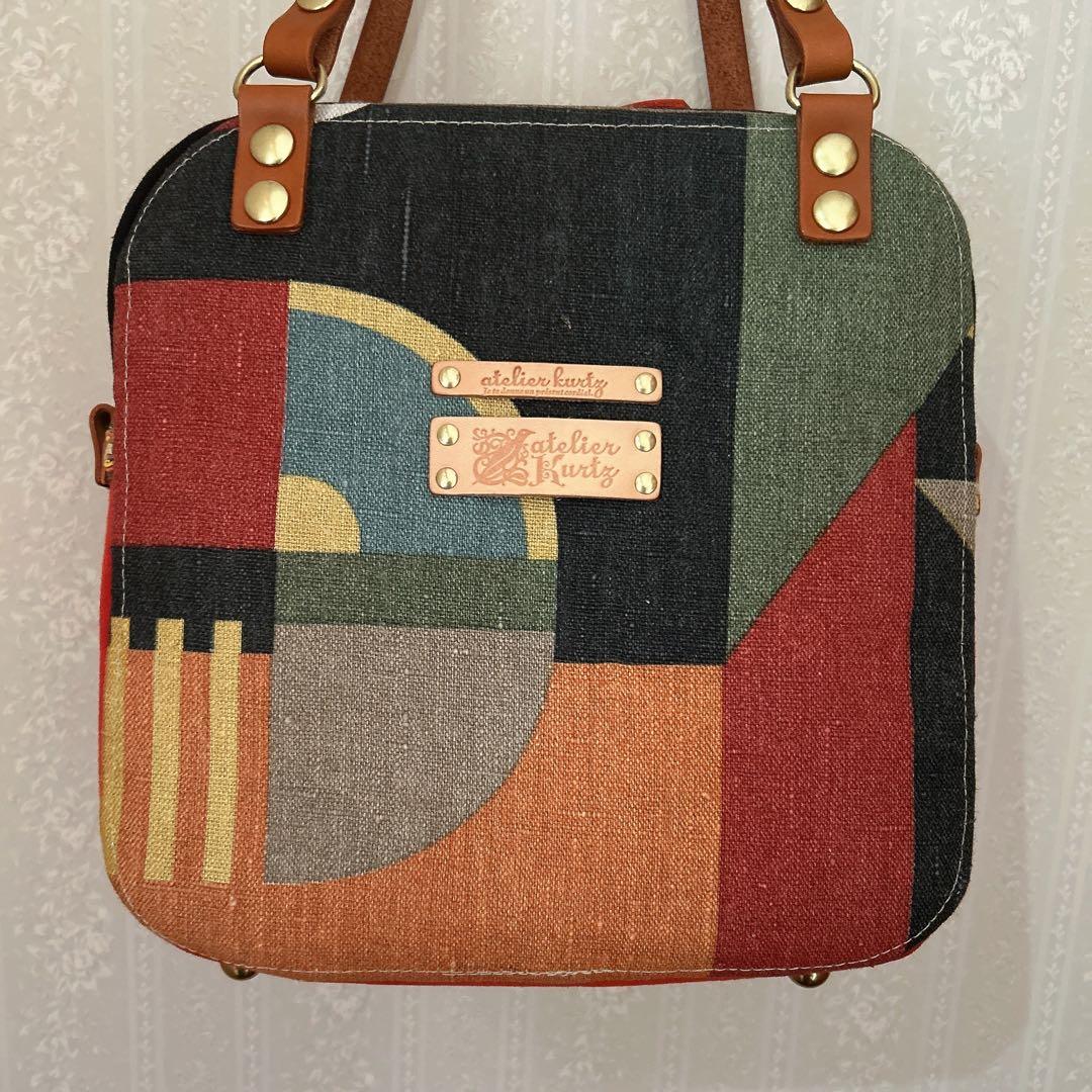 美品　アトリエクルツ　スクエアボストンバッグ