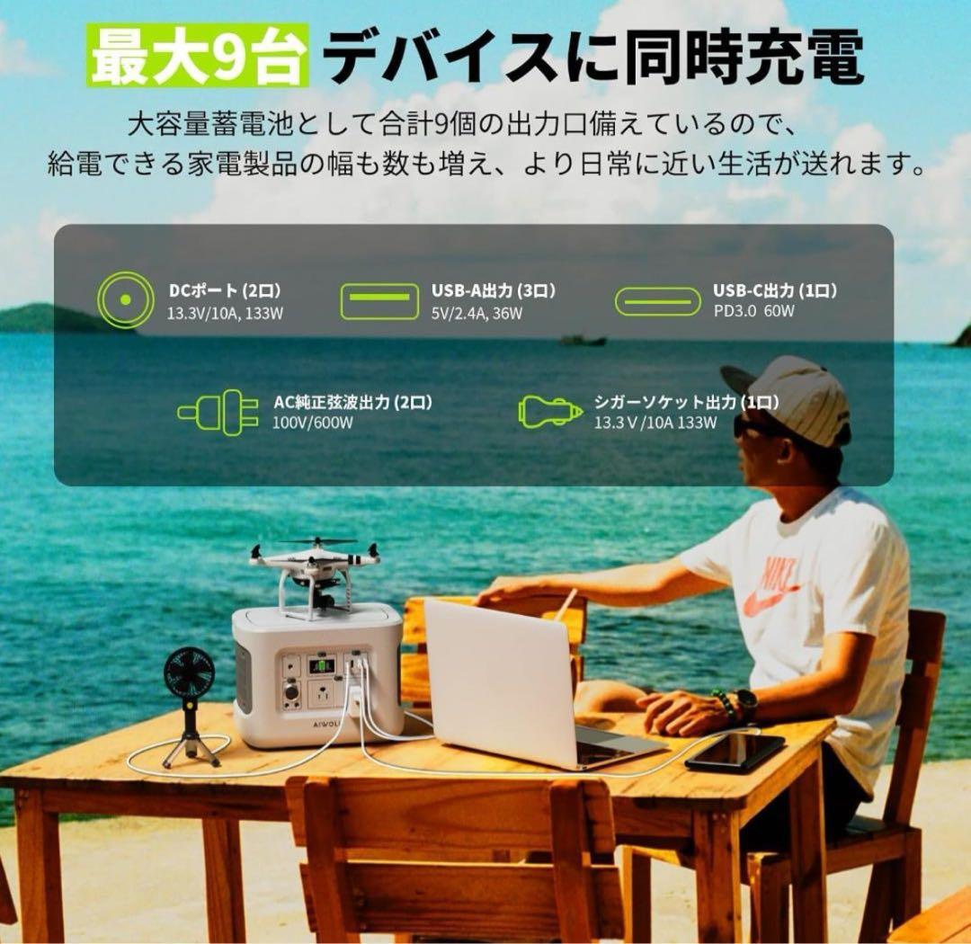 AIWOLLポータブル電源515Whリン酸鉄 2年保証付き！