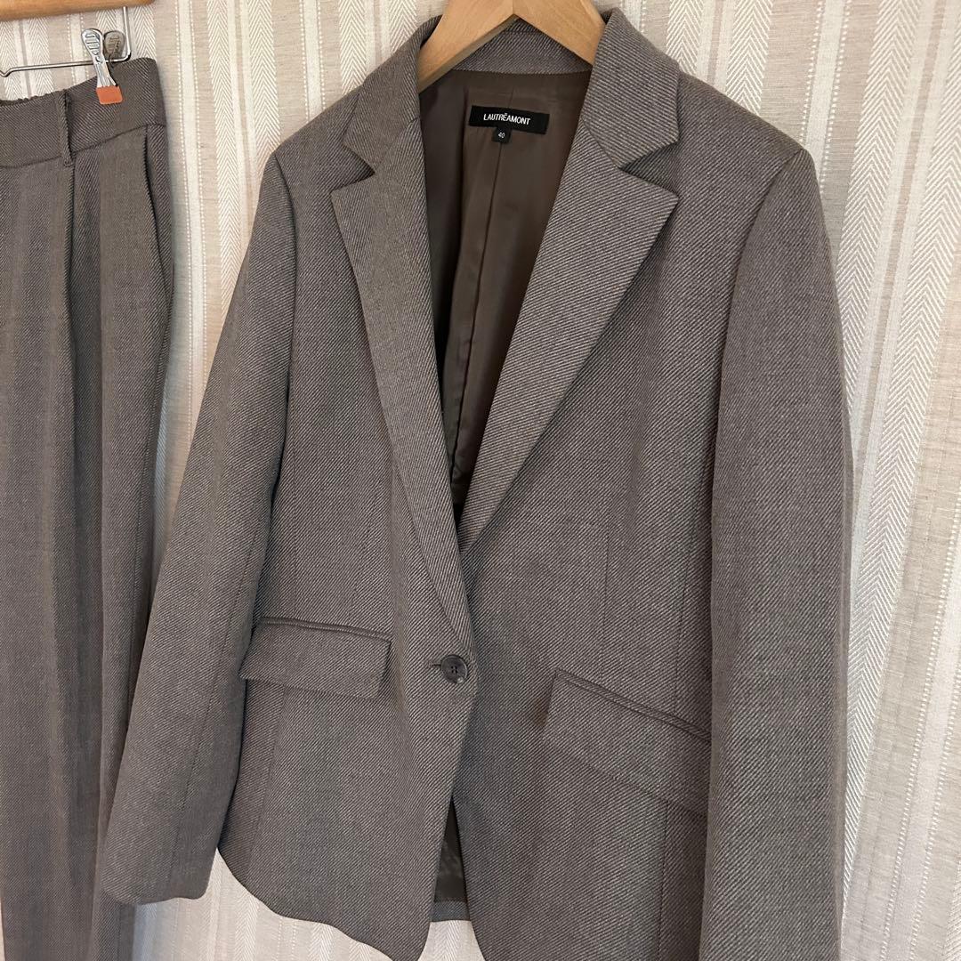 LAUTREAMONT 冬物　ストレッチテーパードパンツスーツ　Lサイズ