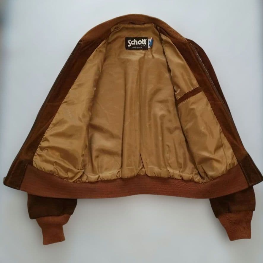ショット　ブラウン スエード ボンバージャケット 40