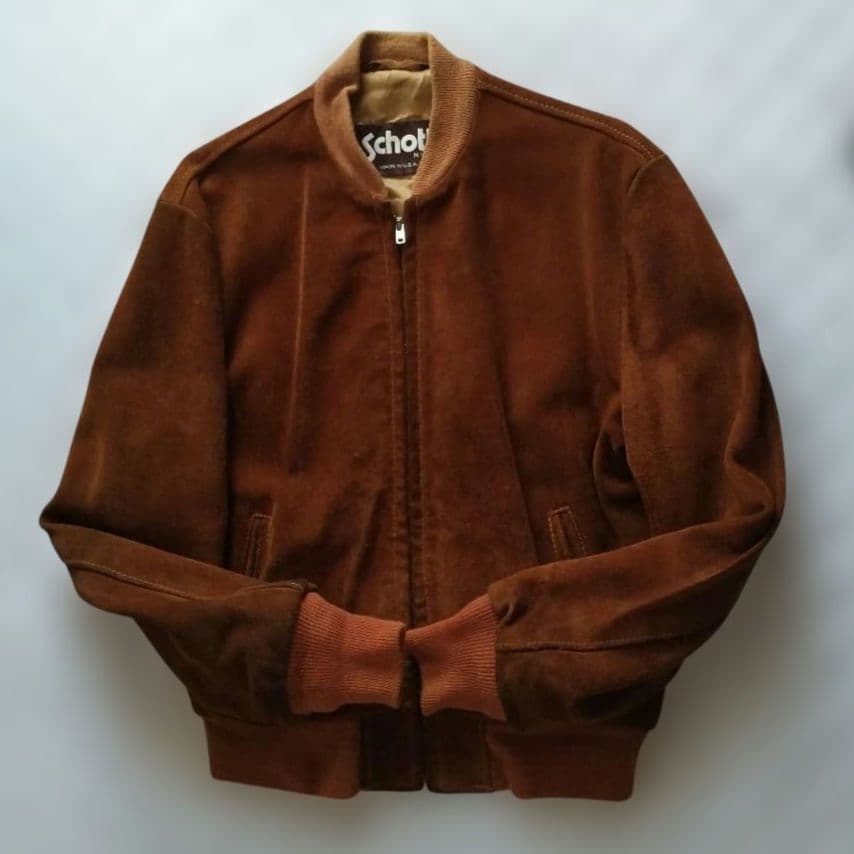 ショット　ブラウン スエード ボンバージャケット 40