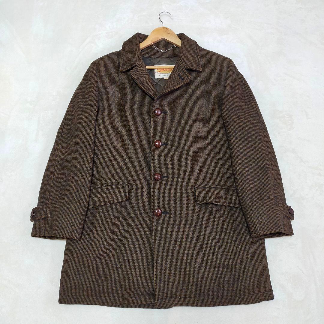 60S　USA製　Lakeland　ヴィンテージ　千鳥格子柄　ステンカラーコート