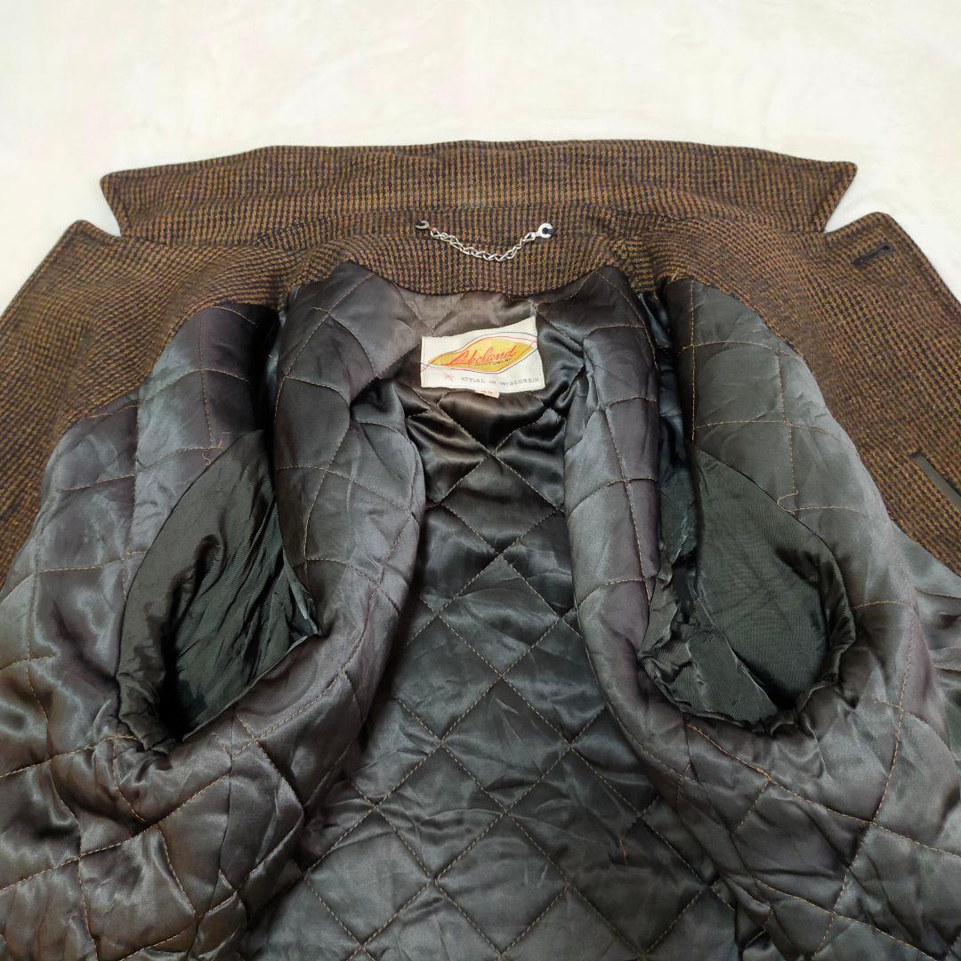 60S　USA製　Lakeland　ヴィンテージ　千鳥格子柄　ステンカラーコート