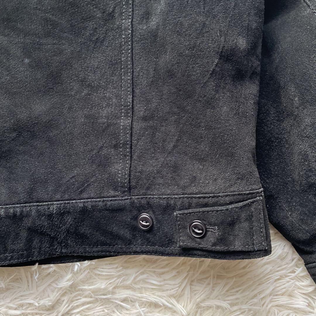 90's✨レザートラッカージャケット　3rd 豚革　黒　スエード　M キムタク