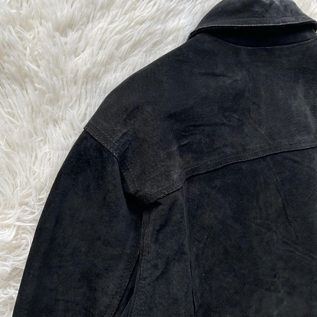 90's✨レザートラッカージャケット　3rd 豚革　黒　スエード　M キムタク