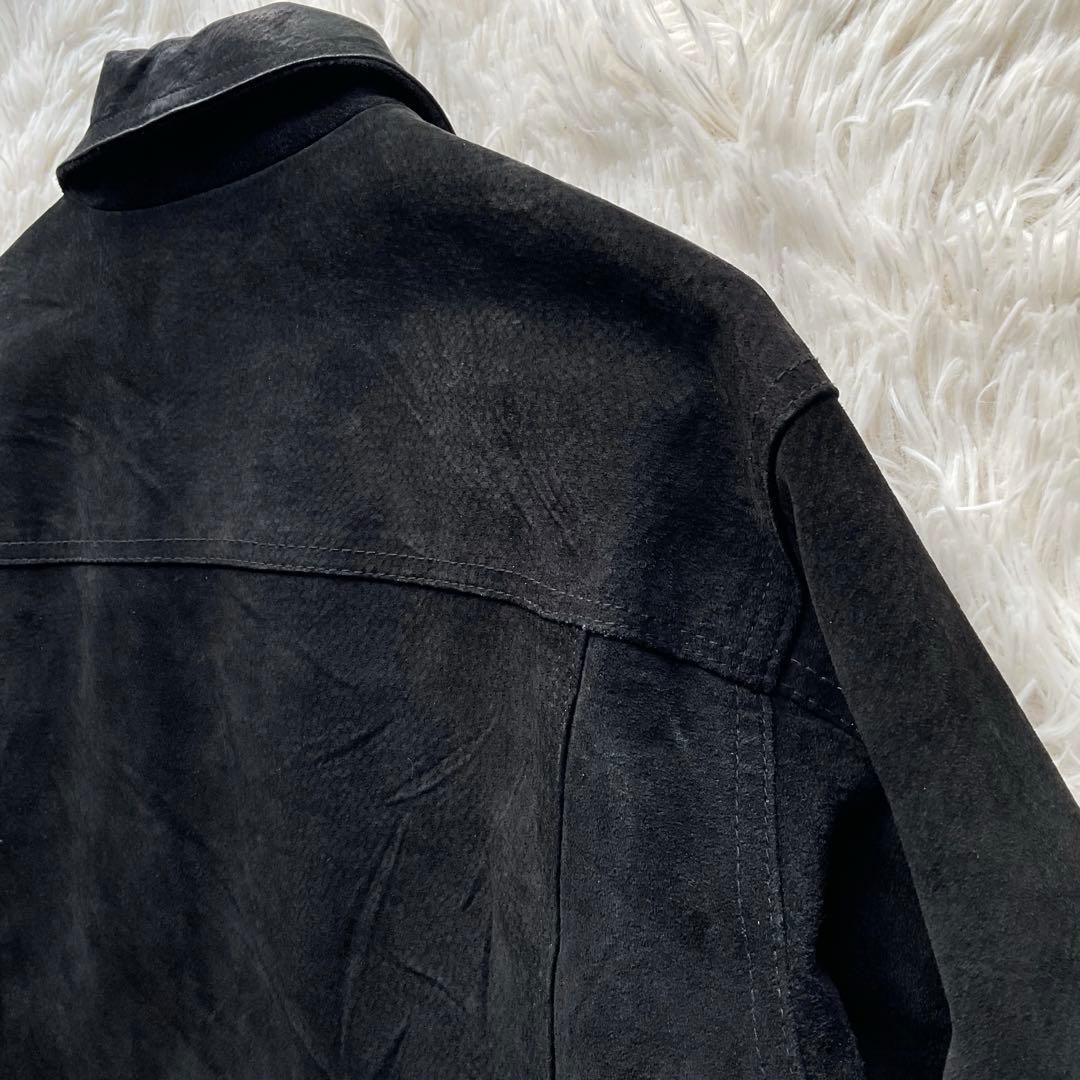90's✨レザートラッカージャケット　3rd 豚革　黒　スエード　M キムタク