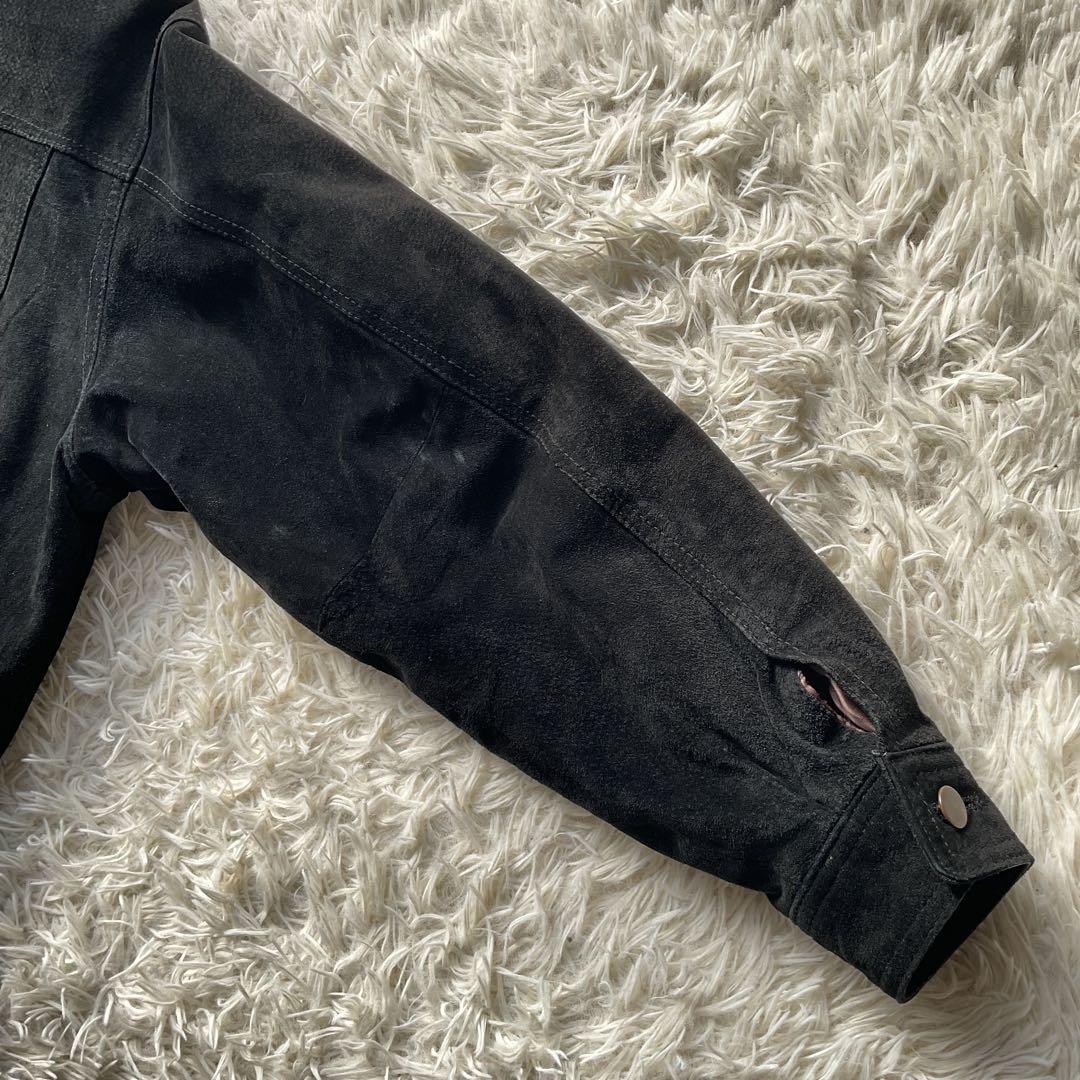 90's✨レザートラッカージャケット　3rd 豚革　黒　スエード　M キムタク