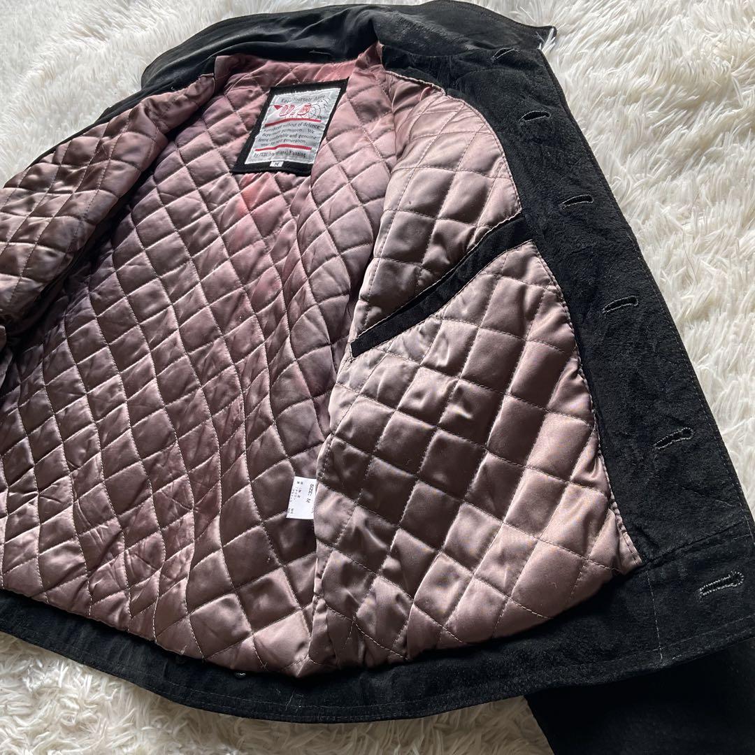 90's✨レザートラッカージャケット　3rd 豚革　黒　スエード　M キムタク