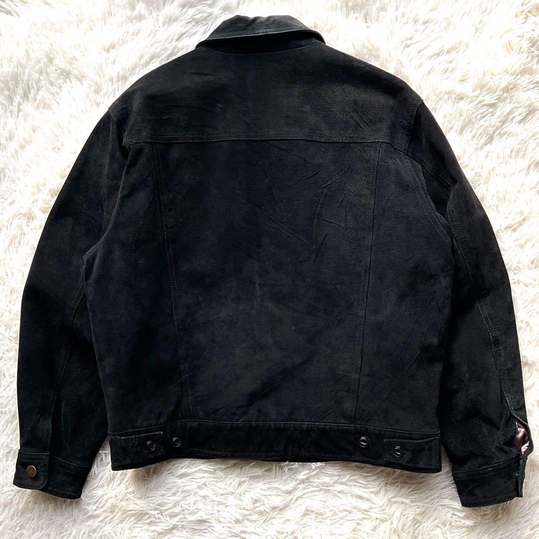 90's✨レザートラッカージャケット　3rd 豚革　黒　スエード　M キムタク