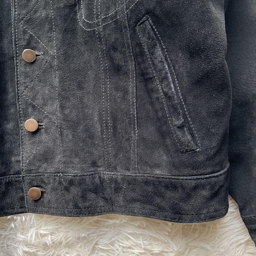 90's✨レザートラッカージャケット　3rd 豚革　黒　スエード　M キムタク
