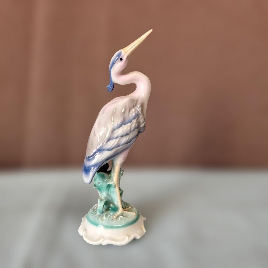 チェコスロバキア/シュラーゲン ヴァルト陶製置物2点 (アオサギとゴルファー)