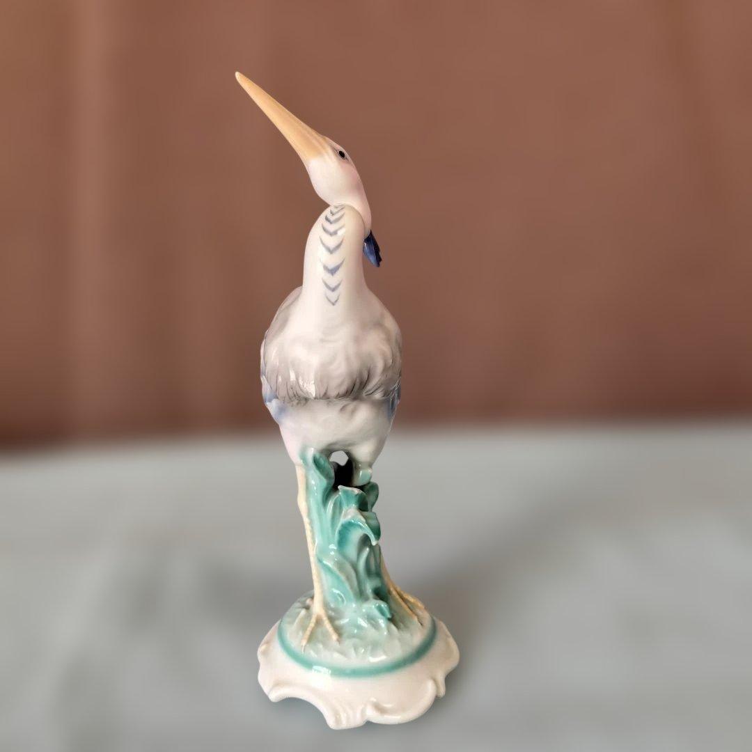 チェコスロバキア/シュラーゲン ヴァルト陶製置物2点 (アオサギとゴルファー)