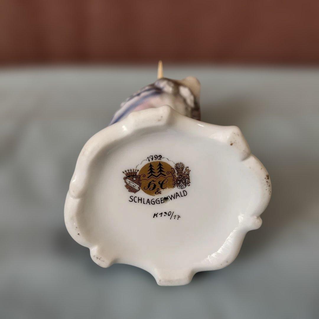 チェコスロバキア/シュラーゲン ヴァルト陶製置物2点 (アオサギとゴルファー)