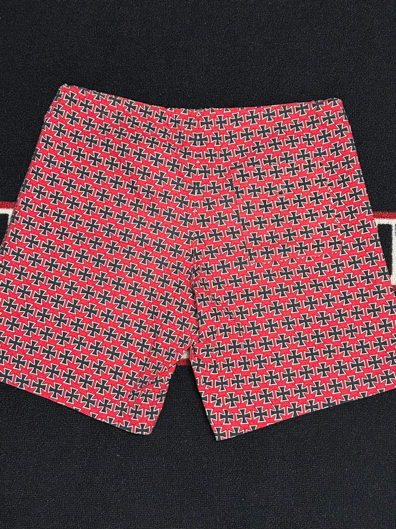 80’s当時物LIFE’S A BEACH アイアンクロス柄ショーツ Lサイズ