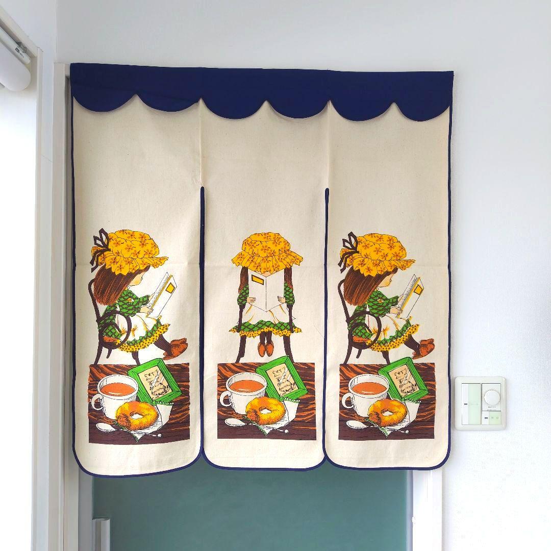 未使用極美品です！昭和レトロ当時物 コットンのれん メルヘンイラスト