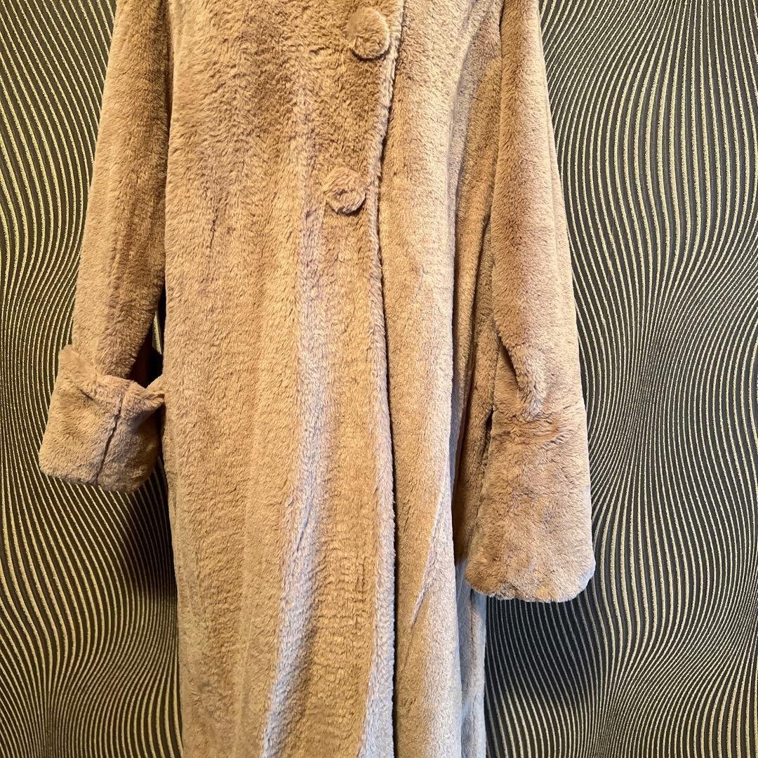 N 新品　CANDAY モコモコ マックス マキシ コート　ミルクティー