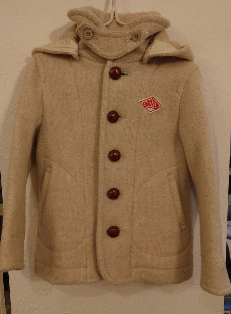 DANTON フード付きウールモッサコート ベージュ