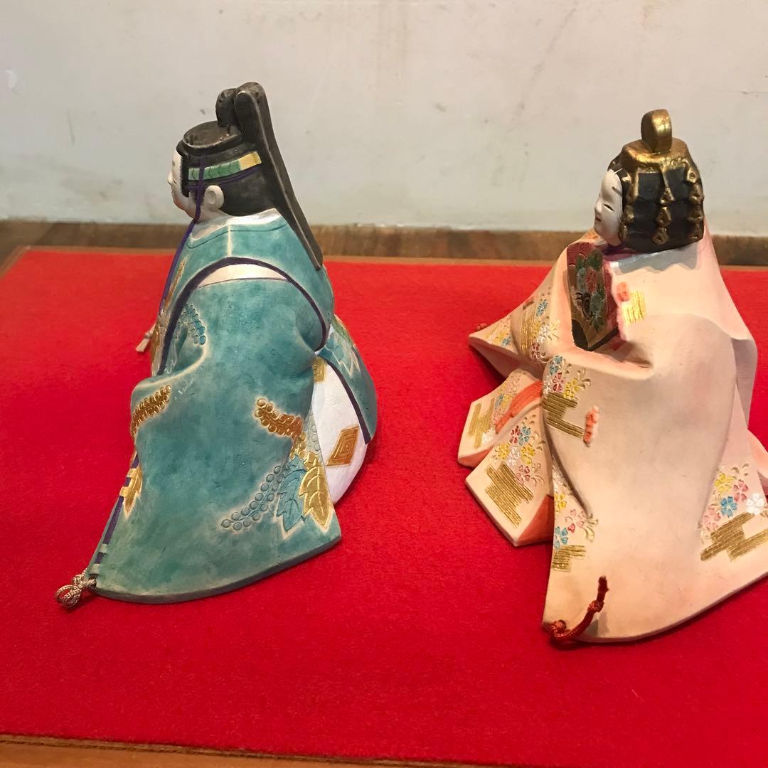 美品　陶器　雛人形　男雛　女雛　細工が細かく丁寧な作り　ひな祭り　台座付き