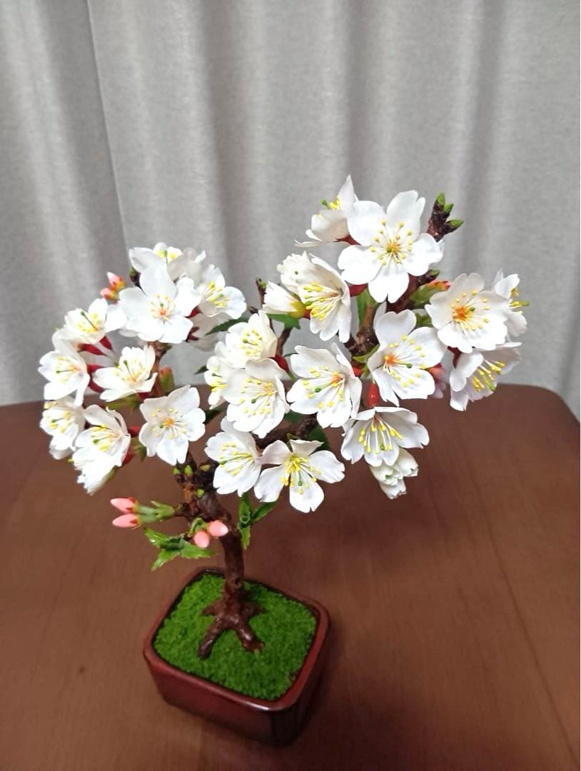 クラフト盆栽 ソメイヨシノ 桜盆栽 造花 ハンドメイド