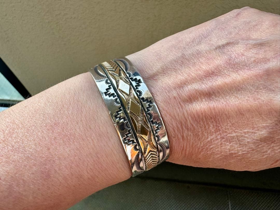 ブルースモーガン バングル 14K レアデザイン 幅広 ワイド 小さめ ナバホ