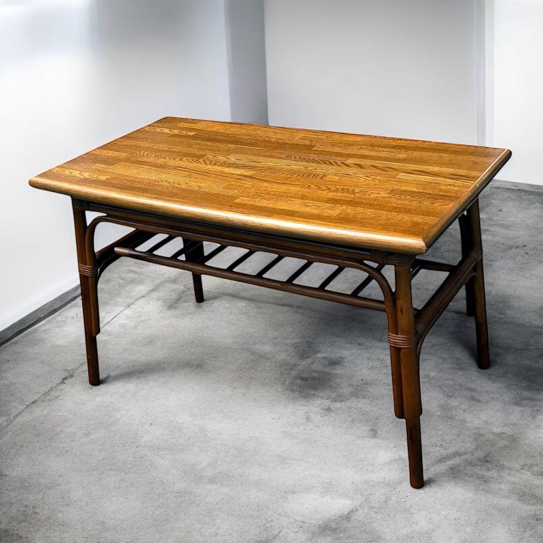 HR699 【木目が美しい】コスガ　kosuga コーヒーテーブル　籐　ラタン