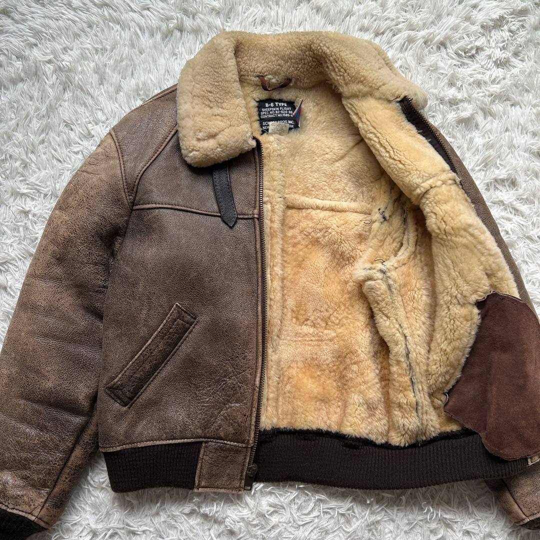 美品 ショット B-6 ムートン フライトジャケット USA製 L相当 レザー