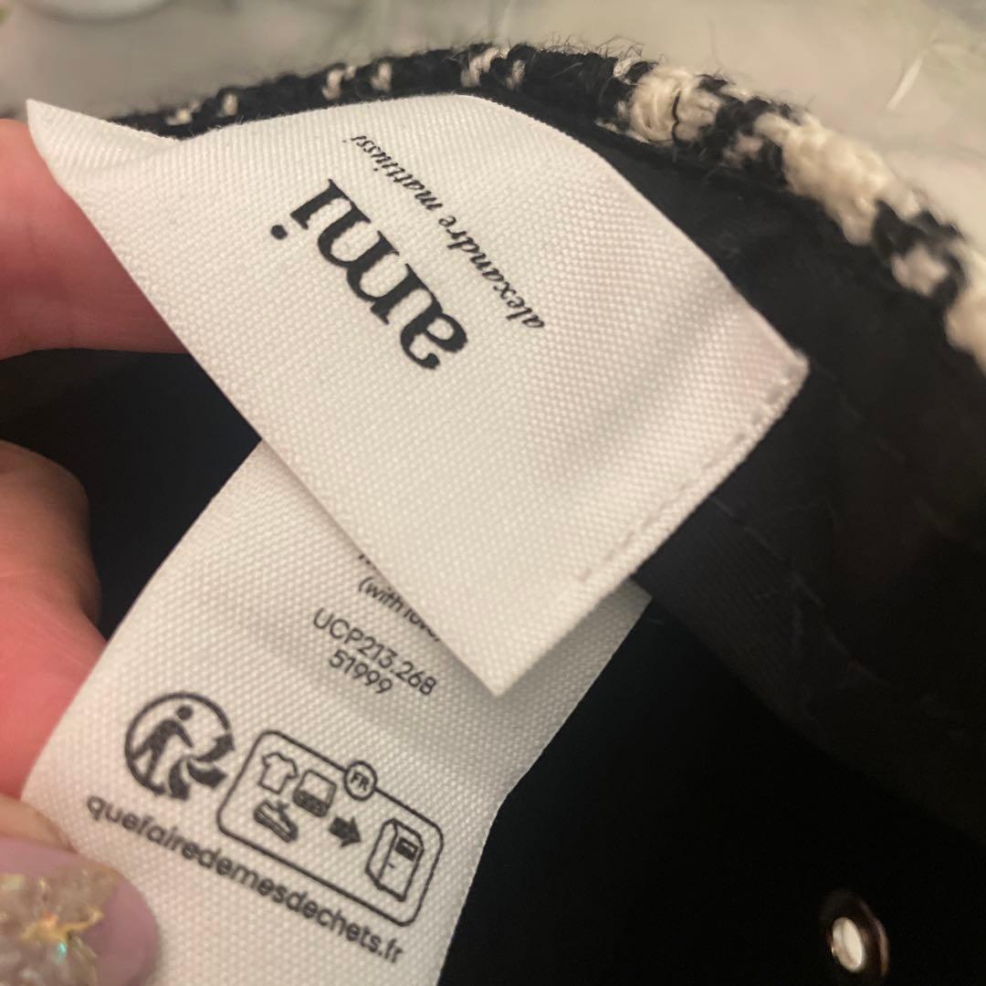 【AMI paris】パリ本店購入品　千鳥柄　ロゴデザインキャップ