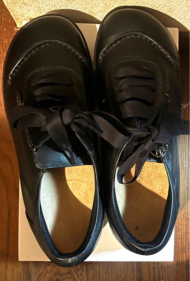 【未使用】通販生活　オパンケレザースニーカー　24.5cm ブラック