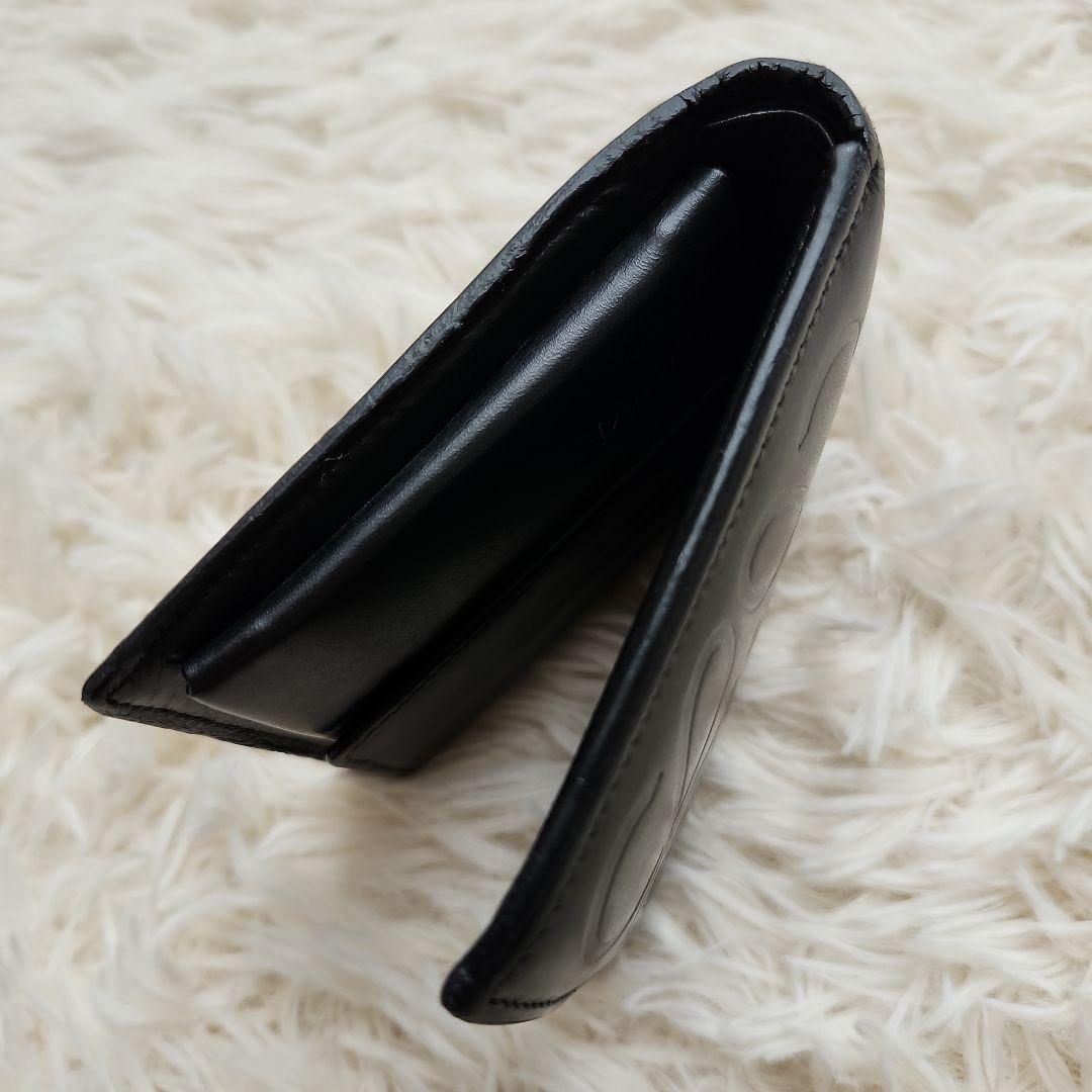 【希少】訳あり　ロエベ　LOEWE アナグラム　二つ折り財布　レザー ブラック