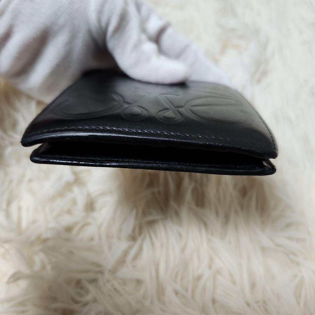 【希少】訳あり　ロエベ　LOEWE アナグラム　二つ折り財布　レザー ブラック