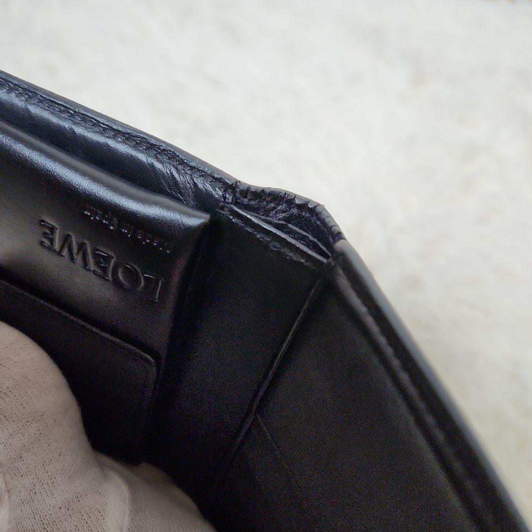 【希少】訳あり　ロエベ　LOEWE アナグラム　二つ折り財布　レザー ブラック