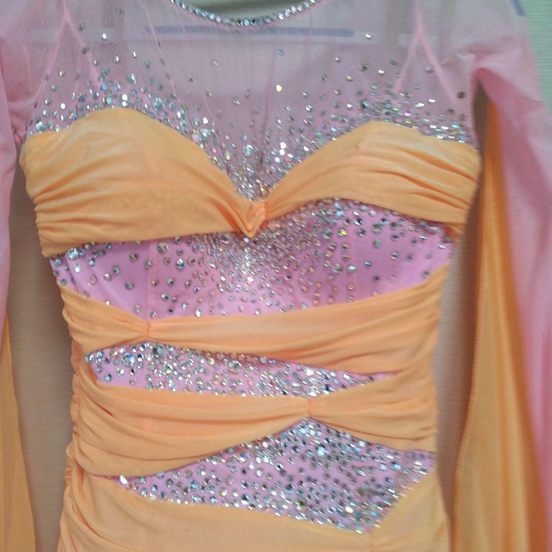 オレンジ色社交ダンスドレス