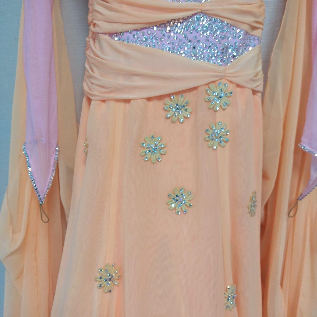 オレンジ色社交ダンスドレス