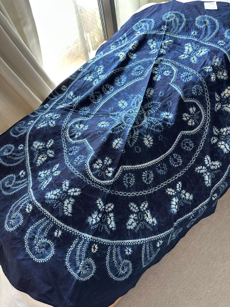 いいね無し即購入千円引　天然藍染　円タペクロス　タグ付き新古品　145cm