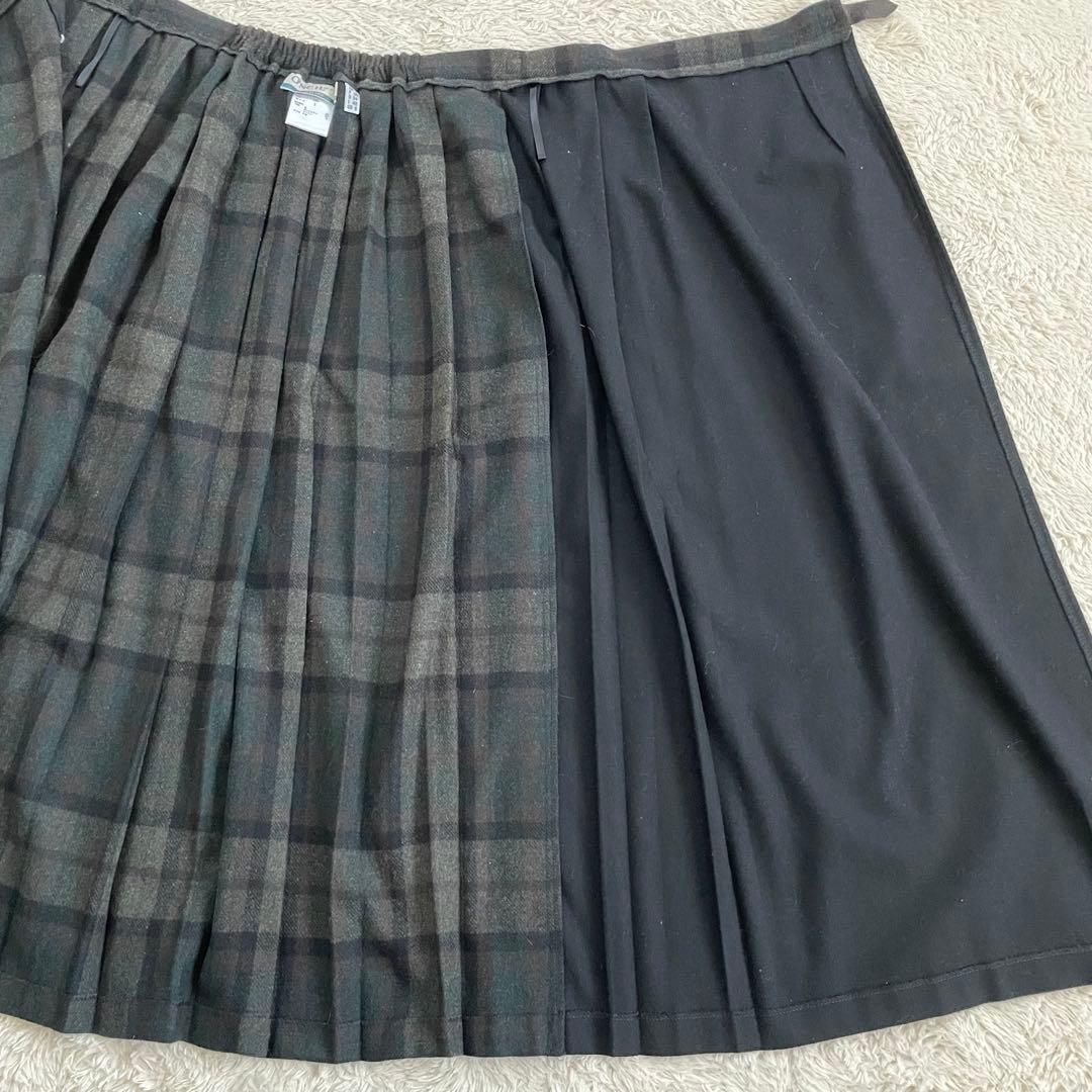 美品　オニール　別注アコーディオンスカート　ラップスカート　プリーツ　チェック